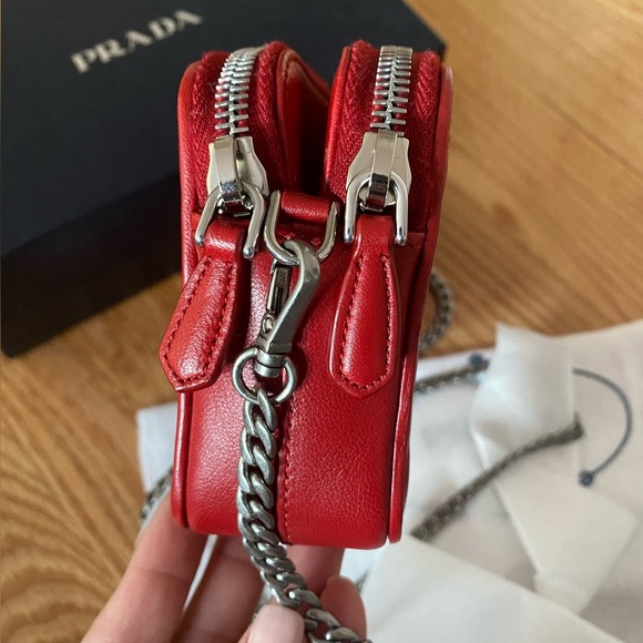 Prada Red Chevron Leather Chain Bag - Picture 8 of 13